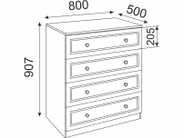 Комод Беатрис М05 ШхВхГ 800х907х500 мм