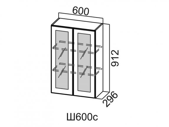 Шкаф навесной 600 со стеклом Ш600с Вектор 600х912х296